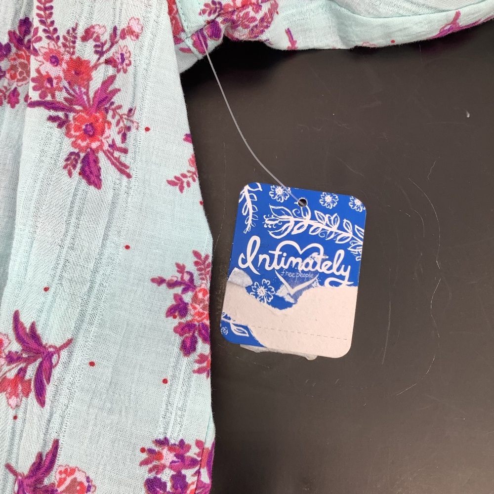 Free People Blue Pink Angela Floral Print Lace Bodysuit Off Shoulder Small - Picture 6 of 15
